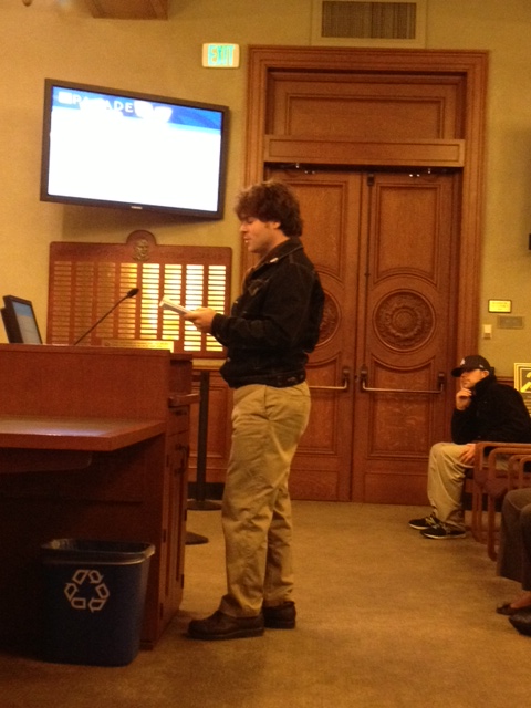 Cody reciting his poem at the City Council to support a Housing Commission, Feb. 3rd, 2014