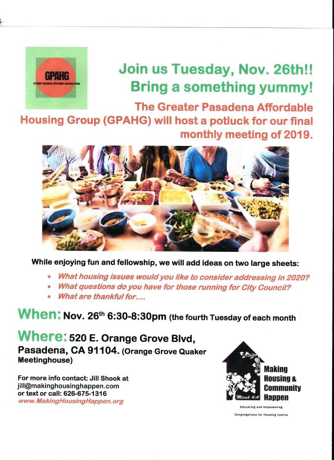 Nov 26th, 2019 GPAHG potluck