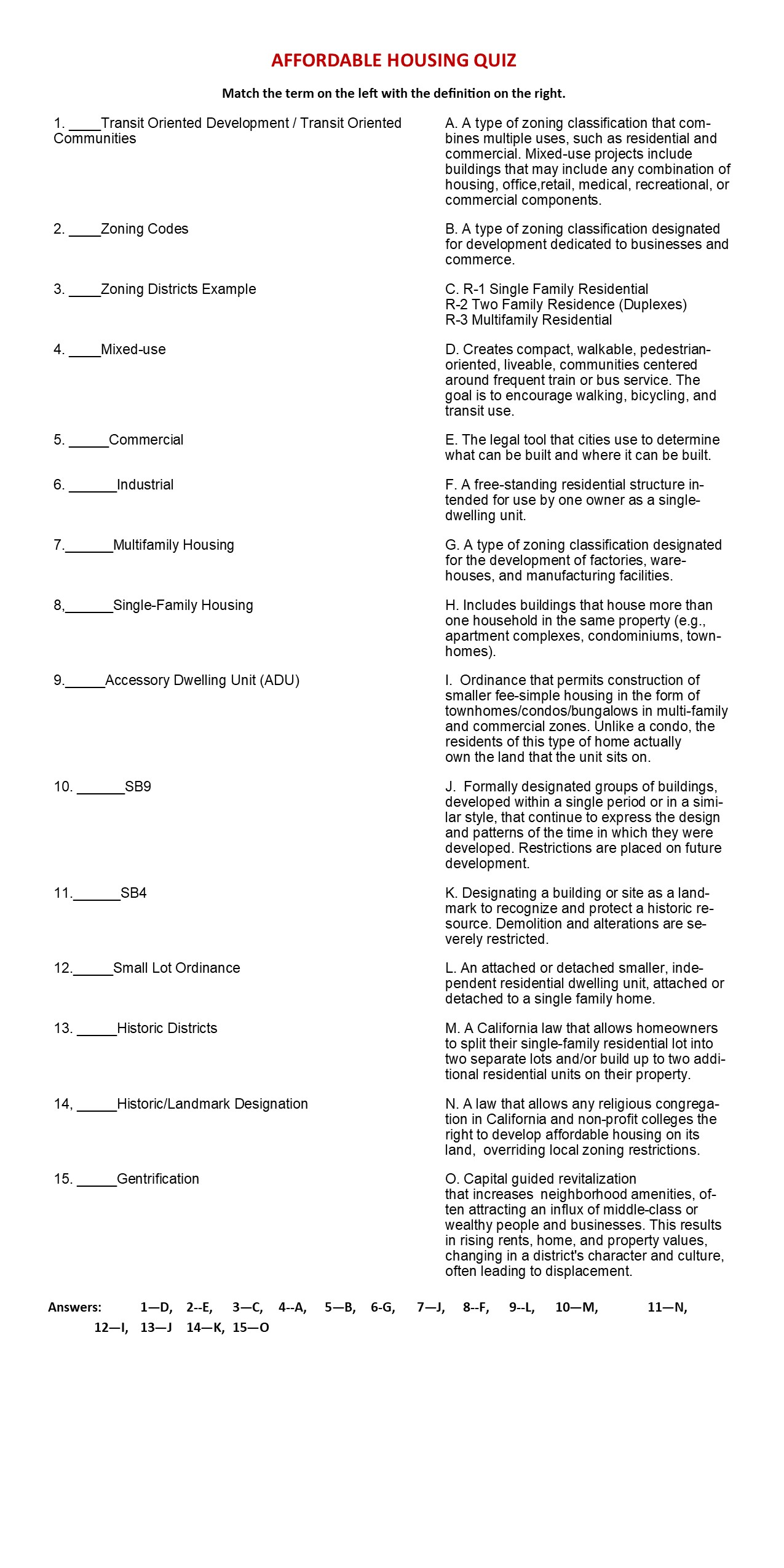 affordable housing quiz april 11
